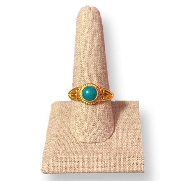 NEW Turquoise Gold Plated Marked 925 Ring Size 9.5 - Picture 1 of 5